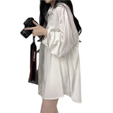 New Spring / Summer Loose Shirt Women's Korean Style Chic Sunscreen Silk Slippery Pendant Sensible Sunscreen Long-Sleeved Medium-Long Shirt-Outfit