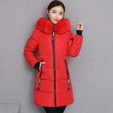 2024 Cotton-Padded Clothes Female Long Style Slim Thin Cotton Coat Big Size Big Wool Collar Thick Large Size Cotton-Padded Jacket Tide-Outfit
