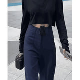 Fongt Broad-Legged Casual Suit Pants Women Summer Thin High-Waisted Small Man With Loose Thin Straight Trousers