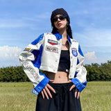Bomber Woman Varsity Jacket American Racing Long Sleeve Jackets Hip Hop Black Vintage Women's Winter Coats Bombers