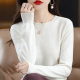 Fongt 2024 Autumn And Winter New Lady Loose Round Collar Solid Color Short Set Bottom Knit Bottom Sweater-Outfit