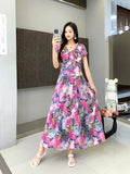 Printed Short-Sleeved Dress-Outfit