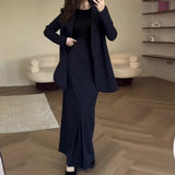 Fongt Solid Color Tie In Autumn 2025 With Waist Suit Half-Dress Commuting Suit