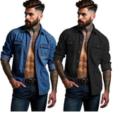 Fongt Men's Shirt Burst Men's Spring And Autumn Open Shirt Wish Multi-Color Multi-Code European Version Of The Overweight Code