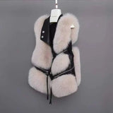 Fur Vest coat women's Lapel sleeveless buckle Slim Fit Teddy coat 2023 high street plush fur one piece