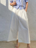 And Summer New White Seven-Point Trousers Women's French Casual Pants Cotton Broad Leg Pants Famous Fragrant Style Women's
