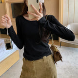 Basic T-Shirt With Bottomed T-Shirt Under Long Shoulder Sleeves New Style Thin Blouse In Spring And Autumn