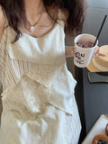 Fongt Industry!Weaving Splicing Splicing Design Niche Thin Gentle Comfortable Sling Dress / Sling Coat