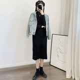 Fongt And Winter With Coat Sweater Dress Women Loose Fashion With Medium And Long Bottoming Over The Knee Knit Dress