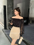 Fongt Xixi 13 Line 2025 Autumn White Standard Commuter Thin High-Waist Temperament PU Short Leather Skirt Women 85245