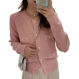 Fongt Autumn And Winter New Korean Version Sweater Coat Female Temperament Sweet College Wind Long Sleeve Knit Cardigan Jacket Female-Outfit