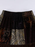 Patchwork Velvet Printed Midi Skirt-Outfit