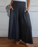 Fongt New Hot Women's Fashion Casual To Take Wide Legs Tight Waist Bandwidth Pants