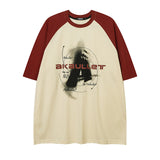 Vintage Print Raglan Short Sleeve Tee-Outfit