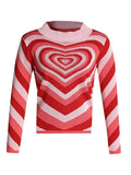 Heart Jacquard Argyle Jumper Sweater-Outfit