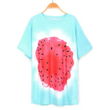 Watermelon Tie-dye Printed Casual Long T-shirt Loose Vacation Beach Street Style T Shirts Women 2020 Summer