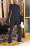 Backless Skim Fit Flare Pants Jumpsuits Women Ruffles Long Sleeve One Piece Rompers 2023 Spring Fall Harajuku Fairy