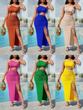 Fongt Style Temu2024 Spring And Summer Diagonal Shoulder Dress Design Sense-Outfit