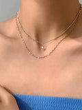 Double Layered Star Charm Necklace-Outfit