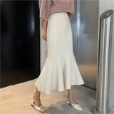 Style Autumn Knitted Mermaid Skirts Women High Waist Solid Wrap Hip Trumpet Skirt Faldas Mujer