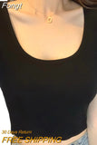 Women Crop Tops Shirts Harajuku Female U Neck Short Sleeve Solid Color Slim Fit Short T-shirts Tees Women's
