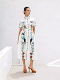 Fongt Women's New Printed Dress Elegant T-Shirt With Flip-Flops 8056