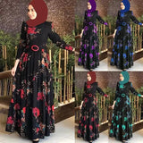 Fongt East New Printing Mid-Rise Four-Color Temperament Commuting Four-Sided Bullet Printing Without Velvet Dress