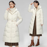 Waves Bit Seam Hooded Padded Clothes Women Winter Long Knee Cotton-Padded Clothes Thick Warm Coat-Outfit