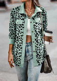 2023 Spring Autumn Women Jackets and Coats Full Sleeve Leopard Print Pockets Single Button Corduroy Winter Female