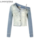 Shirt Jacket Design Sense Of Minority Shirt With Off Shoulder Shirt Early Spring Women's