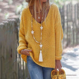 Fongt Ladies Casual Loose Long Sleeve V Neck Fall Winter Sweater Knit