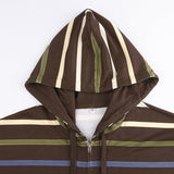 Aesthetic Fairycore Striped Zip Up Hoodie-Outfit
