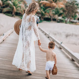 Fongt Women's Wave Lace Lace Loose Sunscreen Beach Cardigan Dress Vacation Swimsuit