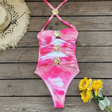 Solid-Colored Swimsuit Women's 2025 New Short Dress Two Sets Of Hollow Breast Swimsuit