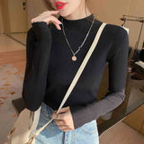 Fongt Women's Half-High Collar Bottom Shirt With Autumn And Winter Gas Sweater 2024 New High-End Feel