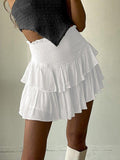 Smock Tiered Ruffle Mini Skirt-Outfit