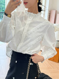 Fongt Early Spring Famous Style French White Shirt Women's Long-Sleeved Shirt Femininity Commuting Korean Women's
