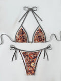 2025 New Printed Bikini Strapped Split Suit Women's Bikini