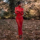Autumn Fashion Trend Women's New Long Sleeve Round Neck Hollow Backless Knitted Hip Dress Party Dress Club Outfit-Outfit
