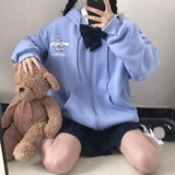 Fongt Soft Sister Student Cartoon Meal Jk Coat Zipper Koloumi Cotton Hoodie Jade Cinnamon Dog Print