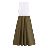 Pocket Spliced Midi Dress 0264073-Outfit