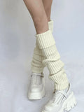 Warm Solid Color Ribbed Knit Leg Warmer-Outfit