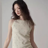 Fongt Atmospheric Wave Point Retro Sleeveless Knitted Summer Collar Vest Top New Design Sling
