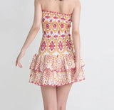 Embroidered Design Tube Ruched Mini Dress-Outfit