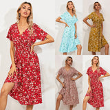 Women's Wear Station Summer Small Floral Print Short-Sleeved Dress-Outfit