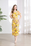 Fongt Banquet Famous Wind V-Neck Short-Sleeved Body-Brace Three-Dimensional Flower Lace Dress 2025 New