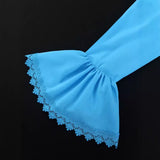 Fongt Elegant Round Collar Horn Long-Sleeved Dress Party Hundred Folds Dress Dress Dress