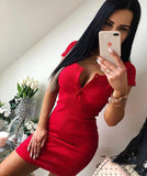 Fongt Ebay Button Round-Neck Short-Sleeved Dress Women's Tight Wrap Hip Skirt-Outfit