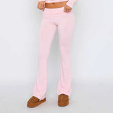 Fongt New Casual Wind Low-Rise Horn Pants Fashion Thin Solid Pants Set Women