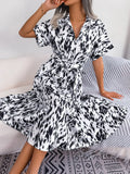Shooting 2025 Spring And Summer Casual Loose Leopard Tice Shirt Skirt Women's